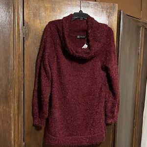 New York & Company Deep Red Cowl Neck Sweater